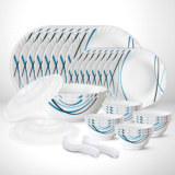 Larah by Borosil Pack of 44 Opalware Galaxy Series Merlin Dinnerset, Crockery For Dining & Gifting Dinner Set(Blue, Black, Microwave Safe)