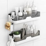 GNASU Premium Plastic Bathroom Shelves – Pack of 2 Wall Mounted Storage Racks for Shower, Vanity & Toilet – Durable, Waterproof, Easy‑Install No‑Drill Design – Organizer for Toiletries, Towels