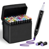 Cable World Dual Tips 48 Colors Markers Set, Art Markers for Adult Coloring Books, Artist Drawing Sketch Markers Set with Fine & Brush Tip (48 Pcs)
