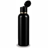 Halin Black Plastic Bottle with Flip Top Cap and Gold Ring 120 ml