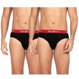 Pepe Jeans Innerwear Men’s Cotton Briefs (Pack of 2) (CLB02-02_Black_Black_80-85_Black_85 CM)