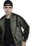 The Indian Garage Co Men Olive Slim Fit Colorblocked Bomber Jacket