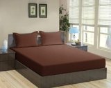 Trance Home Linen 100% Cotton 78×72 inch King Fitted 200TC Satin Stripe Elastic Fitted Bedsheet | Bedroom Hotels Daily Use Fitted Bedspread with 2 Pillow Covers (78″x72″ | 6.5×6 feet, Chocolate Brown)