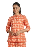 Amazon Brand – Myx Women’s Cotton Regular Kurti (PAG 1 A/1_Kappa PHOOL (Peach)