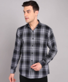 Vellical Men Checkered Casual Grey Shirt