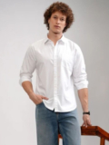 Nandaniexport Men Solid Casual White Shirt