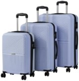 Teakwood Set of 3 8 Wheels Trolley Bag, Hard Cabin with Zipper Closure, Adjustable Push Button & Cross Side Strap, Number Lock System 360 Degree (Set of 3, Lavender)