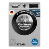 Bosch 10kg 5 Star Anti Stain & AI Active Water Plus Fully Automatic Front Load Washing Machine with Built in Heater (WGA252ZSIN, Pretreatment, Iron Steam Assist & Allergy Plus, Silver)