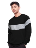 LEOTUDE Men’s Regular Fit Round Neck Loopknit Color Block Sweatshirt (W11_Gry_BLK_P_Grey_M)