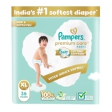 Pampers Premium Care Pant Style Baby Diapers | Extra-Large (XL size) | 36 Count | Voted India’s Softest | All-in-1 with 360 Cottony Softness Diapers | 12-17kg