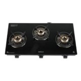 Havells GEOSLIM JUMBO Gas stove |3 Heavy Duty Forged Brass Burner|6 mm Toughened Glass|Premium Valves|Removable Drip Tray|Soft Touch Knobs|5 year Warranty on Burners, Glass & Valves by Havells (Black)