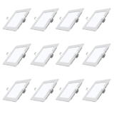Polycab 3W LED Panel Light Scintillate Edge Slim Square Smart Offers Bright Lumination Long Lifespan No Harmful Radiation (Cool White, 6500K, 12 PCS, Cut Out: 2.55 inches)