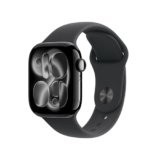 Apple Watch Series 11 GPS 42mm Jet Black Aluminium Case with Black Sport Band – S/M