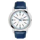 Helix by Timex Analog Watch for Man with White Round Dial & Blue Leather Strap Band Water Resistant Men’s Wrist Watches – TW050HG00