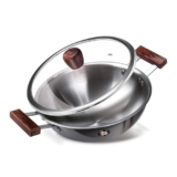 MILTON Pro cook Triply Wooden Handle and Gas Friendly Stainless Steel Kadai with Glass Lid I Non Stick Cookware I 3 Year Warranty, 22 cm, Silver