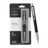 Parker Vector Standard Chrome Trim Ball Pen (Ink – Blue)